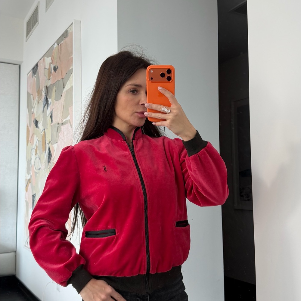 Vintage YSL Yves Saint Laurent Red Bomber Jacket